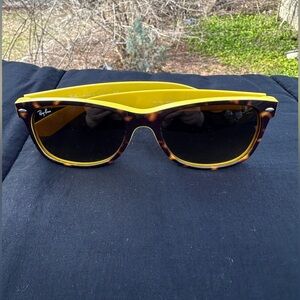 Ray-Ban Tortoise Front with Yellow Temples New Wayfarer Sunglasses